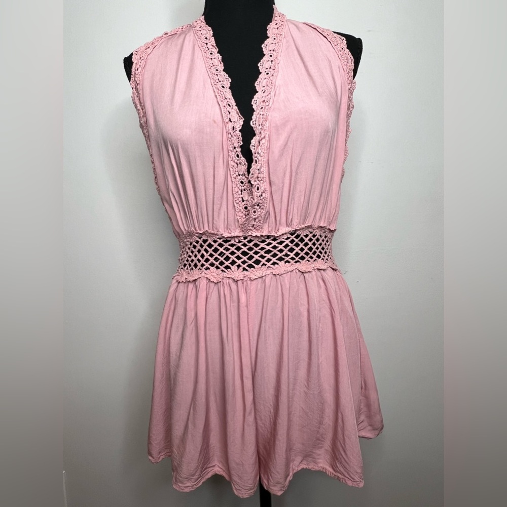 Pink Low V Cut Romper